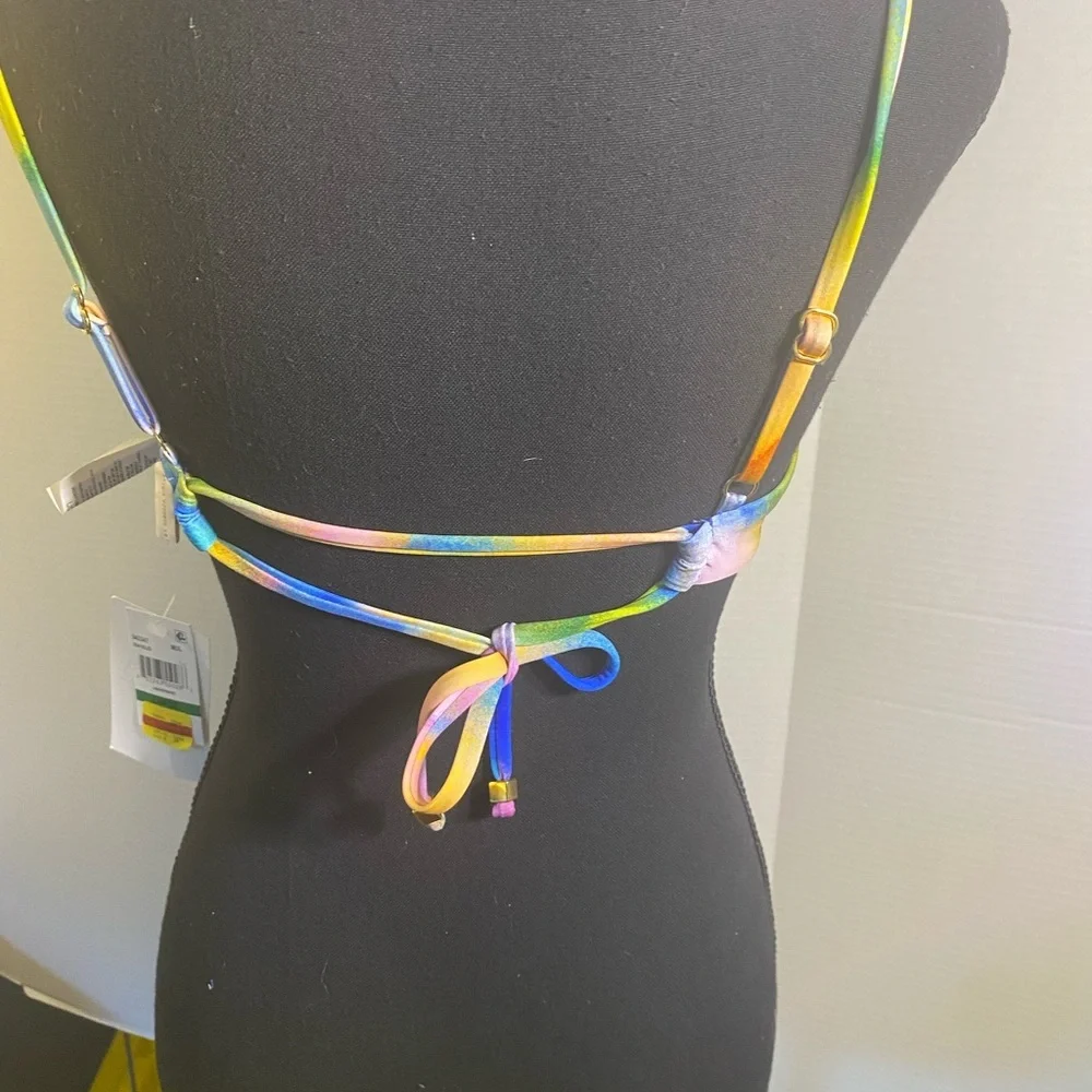 Bikini Top Women's Size L by Becca Colorful with Tie Back NWT MSRP‎ $88